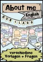 Vorschau - Anderer Materialtyp - Steckbriefe Englisch, Sek 1, Wimpel, verschiedene Vorlagen und Fragen, About me - Deckblatt