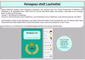 Vorschau - Anderer Materialtyp - Reisepass Laufzettel Kontinente - Deckblatt