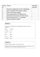 Vorschau - Arbeitsblätter - Stationen Gewichte Klasse 2/3/4 Mathe - Deckblatt