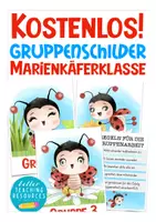 Vorschau - Bildkarten - Marienkäferklasse Klassentier Marienkäfer Gruppenschilder kostenlos - Deckblatt