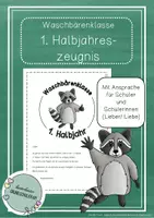 Vorschau - Anderer Materialtyp - Waschbärenklasse - 1. Halbjahreszeugnis in der 1. Klasse - Deckblatt