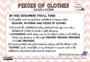 Vista previa - Juegos / Gamificación - CLOTHES - Ordering pattern+colour - @hello.teacher.ana - página 2