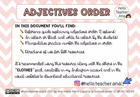 Vista previa - Unidades / Secuencias / Situaciones de Aprendizaje - CLOTHES - Order of the adjectives - @hello.teacher.ana - página 2