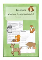 Vorschau - Arbeitsblätter - Lesetexte Waldtiere Schwierigkeitsstufe: schwer - Deckblatt