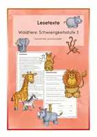 Vorschau - Arbeitsblätter - Lesetexte Wildtiere Schwierigkeitsstufe: schwer - Deckblatt