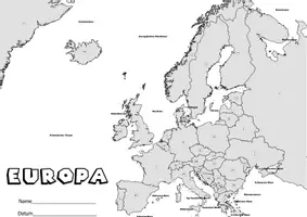 Vorschau - Arbeitsblätter - Kontinent Europa stumme Karte mit Staaten - Deckblatt