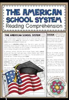 Vista previa - Hojas de trabajo - The American School System - Reading Comprehension (2-times differentiated + Conversation Strips) - Portada