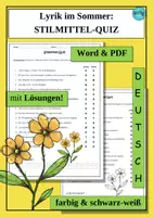 Vorschau - Arbeitsblätter - Lyrik im Sommer: Stilmittel-Quiz - als PDF & Word - Deckblatt