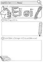 Vorschau - Arbeitsblätter - Buchstabe / Laut - Ei / ei - Einführung inklusive Geschichte - Buchstabeneinführung - Seite 3