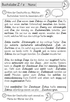 Vorschau - Arbeitsblätter - Buchstabe Z / z - Einführung in GRUNDSCHRIFT - inklusive Geschichte und Puzzle - Seite 1