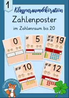 Vorschau - Poster - Zahlenposter bis 20 Zahlenplakat Strichliste Hände - Deckblatt