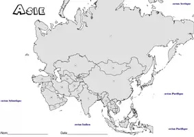 Aperçu - Feuilles d'exercices - Continent Asie carte muette avec États - Page de couverture