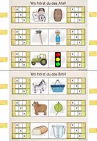Vorschau - Stationenlernen - Stellung des Lautes im Wort (Anlaut - Inlaut - Auslaut) - Klammerkarten - Seite 1