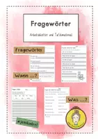 Vorschau - Arbeitsblätter - Fragewörter für 1. und 2. Klasse - Deckblatt