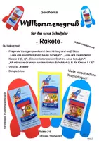 Vorschau - Mal- und Bastelvorlagen - Willkommensgruß für das neue Schuljahr "Rakete" (Geschenke) - Deckblatt