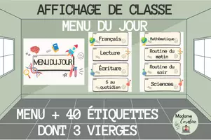 Aperçu - Affichage - Menu du jour - thème scientifique - Version QUEBEC - Page de couverture