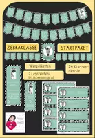 Vorschau - Präsentationen/Tafelbilder - Zebraklasse Startpaket Wimpelkette Lesezeichen Klassendienste Willkommensgruß - Deckblatt