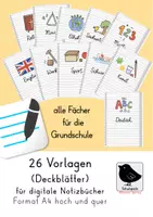 Vorschau - selbst erstellte Cliparts/Grafiken - Deckblatt Vorlagen für digitale Notizbücher (Schulfächer) - Deckblatt