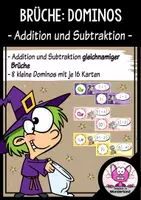 Vorschau - Stationenlernen - Brüche: "Dominos - Addition und Subtraktion gleichnamiger Brüche" - Deckblatt