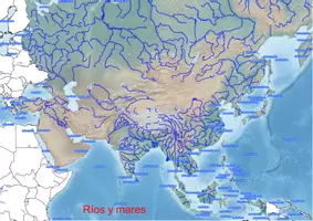 Vista previa - Decoración del aula - Ríos y mares in Asia, Mapa de Asia - Portada