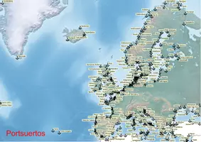Vista previa - Decoración del aula - Mapa de Europa Mapa de puertos en Europa - Portada