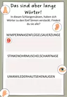 Vorschau - Arbeitsblätter - 5 Sinne: Schlangensätze Freebie - Seite 1