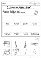 Vorschau - Arbeitsblätter - Lesen und Kleben: Musikinstrumente - Seite 3