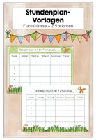 Vorschau - Poster - Vorlage Stundenplan Fuchsklasse - Deckblatt