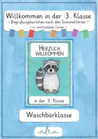 Vorschau - Anderer Materialtyp - Waschbär - Willkommen in der 3. Klasse - Begrüßungskärtchen nach den Sommerferien - Deckblatt