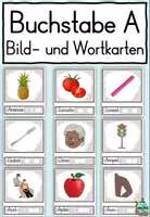 Vorschau - Fördermaterial/Inklusion - Buchstabe A - Bild- und Wortkarten - Buchstabeneinführung DaZ / Deutsch - Deckblatt