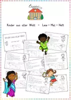 Vorschau - Arbeitsblätter - Kinder aus aller Welt / Kontinente: Lese-Mal-Heft (Leseverständnis) - Deutsch / Sachunterricht - Kl. 3/4 - Deckblatt