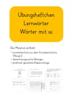Vorschau - Arbeitsblätter - Lernwörtertraining Grundwortschatz Hessen Wörter mit ai - Deckblatt