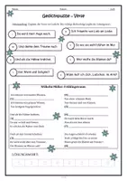Vorschau - Arbeitsblätter - Lyrik im Winter: Gedichtpuzzle Verse - bunt & schwarz-weiß - Seite 1