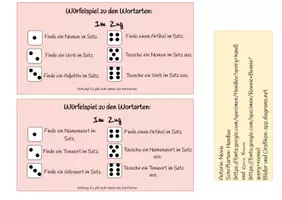 Vorschau - Spiele - Würfelspiel -Wortarten - Im Zug - Seite 2
