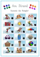 Vorschau - Spiele - Am Strand / Sommer: Knöpfe sammeln (Spiel) - DaZ / Deutsch - Kl. 2/3 - Seite 1