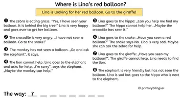 Vorschau - Arbeitsblätter - Lesespur auf Englisch: Find the way - Wild animals - Seite 2