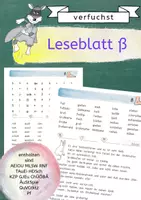 Vorschau - Arbeitsblätter - Leseblatt ß: Buchst., Silben, Wörter, Sätze - AEIOU MLSWRNF TAuEiHDSch KZPGJEu ChÜÖÖBÄ ÄuStie QuVCcktz Pf - Deckblatt