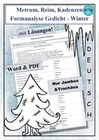 Vorschau - Arbeitsblätter - Lyrik im Winter: Übungen zu Metrum, Reim und Kadenzen - Deckblatt