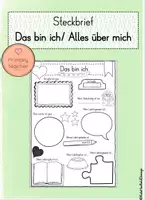 Vorschau - Arbeitsblätter - Steckbrief: Das bin ich/ Alles über mich - Deckblatt