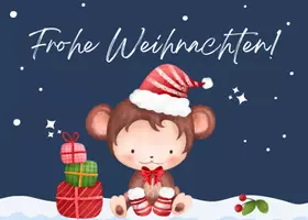 Vorschau - Arbeitsblätter - Affenklasse Postkarte für Weihnachten / Klassentier Affe - Seite 1