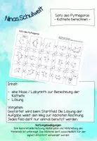 Vorschau - Arbeitsblätter - Pythagoras - Berechnung der Kathete (Mare/Labyrinth) - Deckblatt