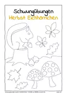 Vorschau - Arbeitsblätter - Schwungübungen Herbst: Eichhörnchen - Seite 1