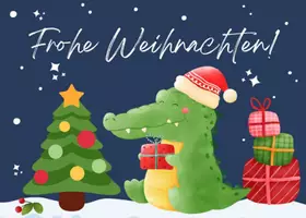 Vorschau - Arbeitsblätter - Krokodilklasse Postkarte Weihnachten / Klassentier Krokodil - Seite 1