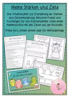 Vorschau - Arbeitsblätter - Meine Stärken und Ziele, Start ins Schuljahr, Reflexion Lernen lernen - Deckblatt