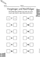 Vorschau - Arbeitsblätter - Vorgänger und Nachfolger: Aufgaben 1.-2. Klasse - Deckblatt