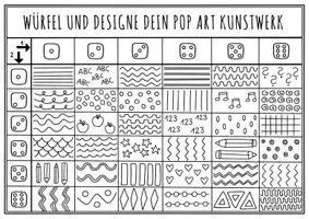 Vorschau - Mal- und Bastelvorlagen - Würfeln & Malen - Würfel dein Schulstart Kunstwerk 🎲 - Seite 1