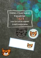 Vorschau - Mal- und Bastelvorlagen - kleines Clipartpaket Klassentier TIGER zum Gestalten eigener Namenskärtchen und Arbeitsmaterialien - Deckblatt