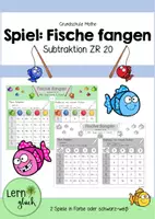 Vorschau - Arbeitsblätter - Spiel: Fische fangen (Subtraktion ZR20) - Deckblatt