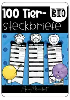 Vorschau - Arbeitsblätter - 100 Tiersteckbriefe als Wimpel - Deckblatt