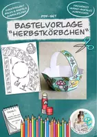 Vorschau - Mal- und Bastelvorlagen - Bastelvorlage "Herbst-Körbchen" / Herbst Malvorlage - Deckblatt